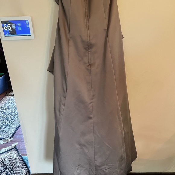 Taupe Strapless Prom Dress - Picture 6 of 9